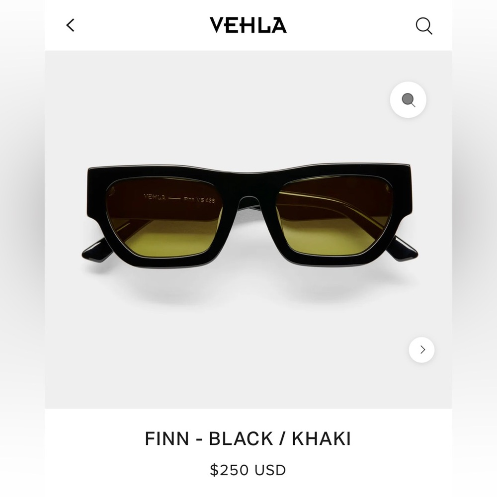 Vehla black Finn sunglasses. New. Never been worn.